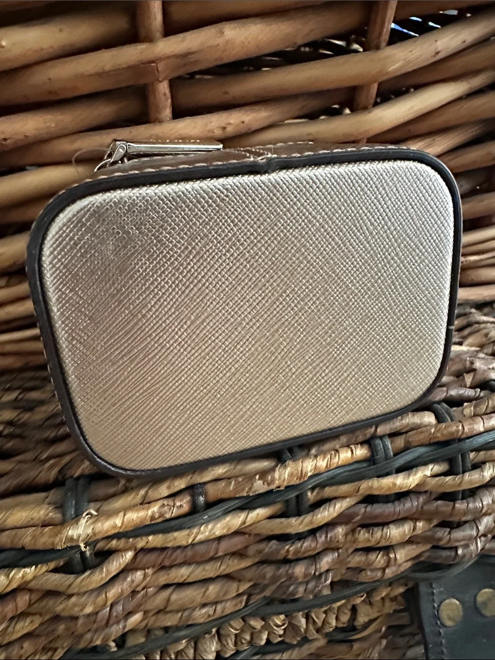 kate spade metallic rose gold zip travel jewelry case pouch • nwt
